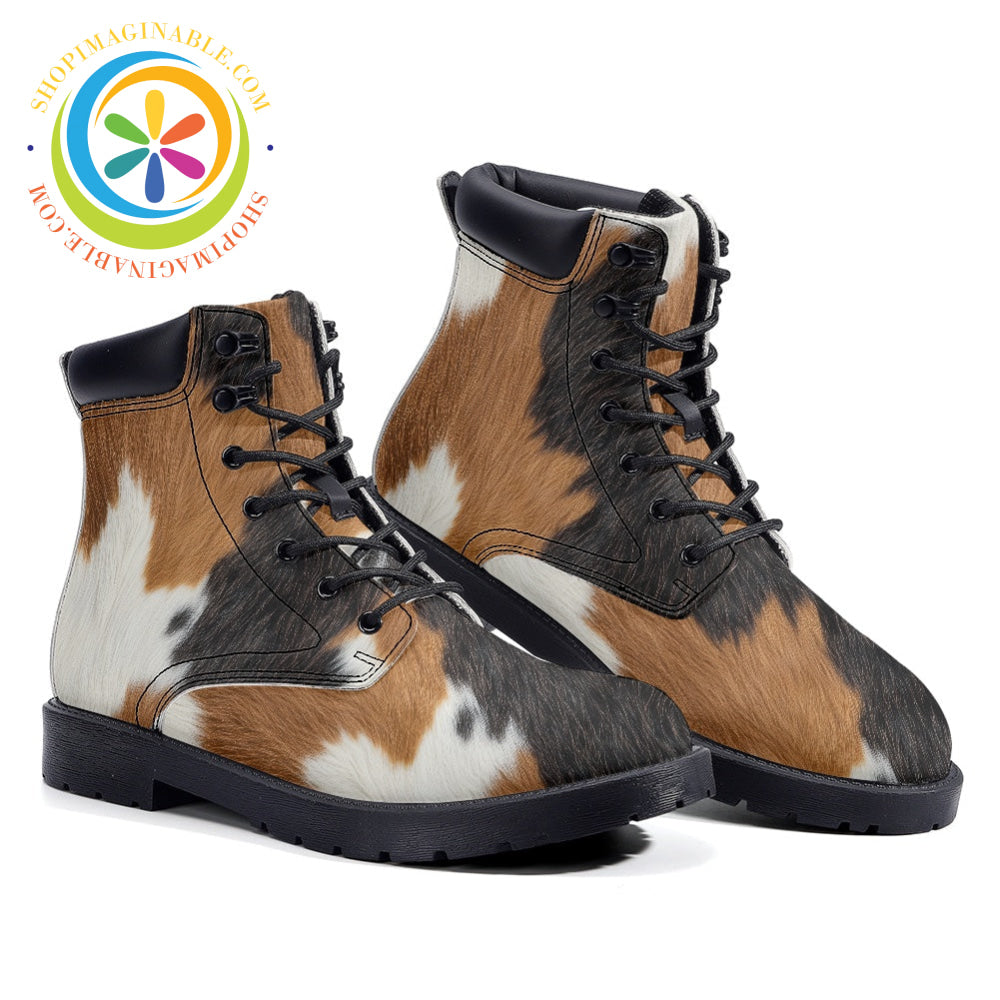 Cow Patterned - Leather Martin Boots