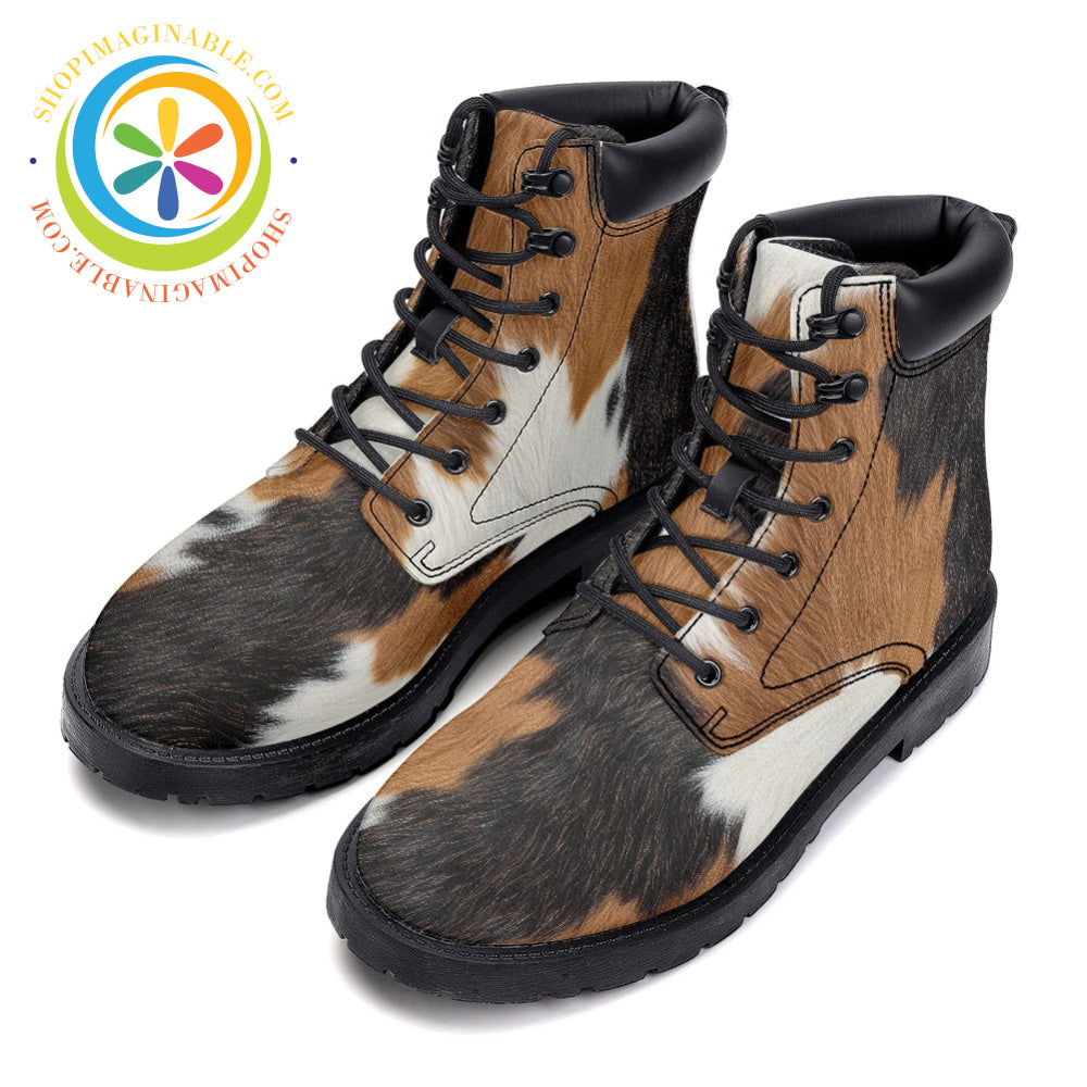 Cow Patterned - Leather Martin Boots