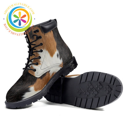 Cow Patterned - Leather Martin Boots