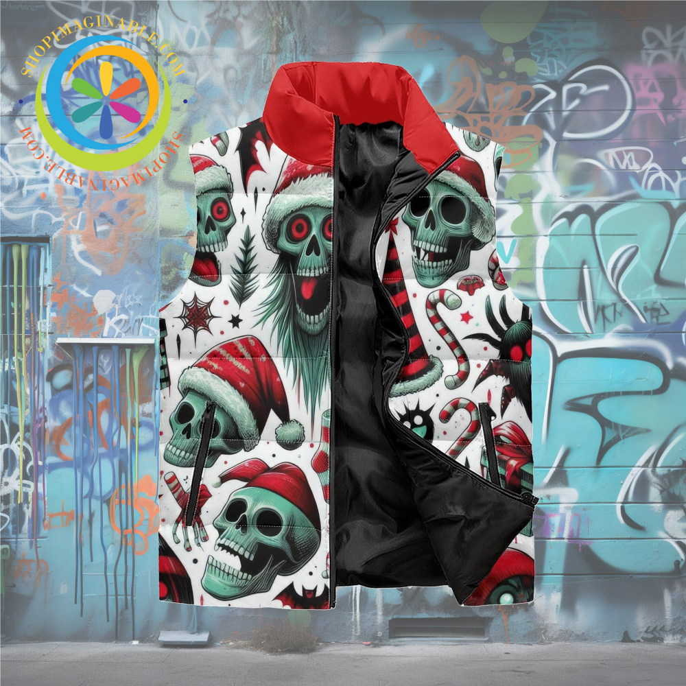 Creepy Christmas Unisex Zip Up Puffer Vest