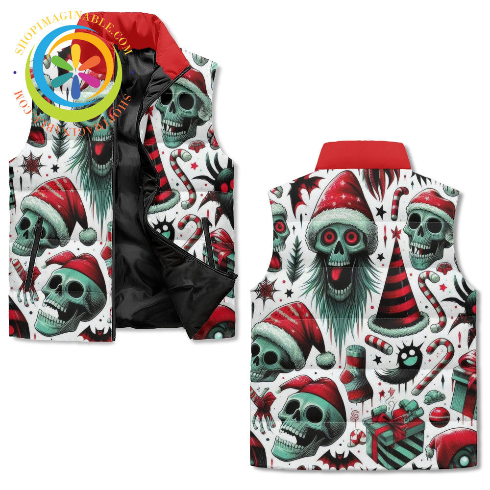 Creepy Christmas Unisex Zip Up Puffer Vest