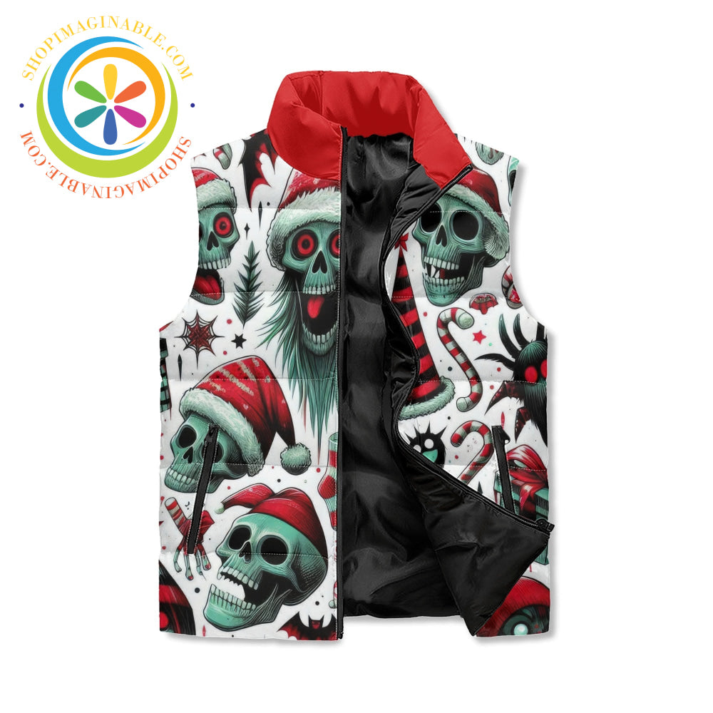 Creepy Christmas Unisex Zip Up Puffer Vest