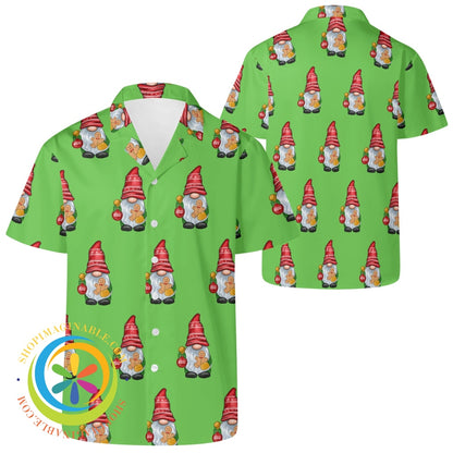 Cute Christmas Gnome Party Hawaiian Casual Shirt 2Xs