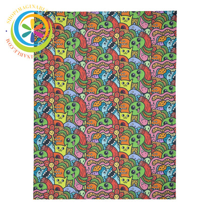 Cute Colorful Monsters Premium Fleece Blanket