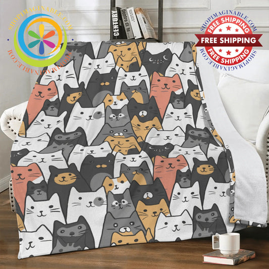 Cute Kitty Cats Soft Premium Fleece Blanket Blanket