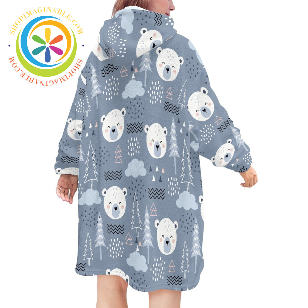 Cute Polar Bears - Blanket Hoodie white / ONESIZE