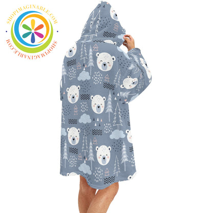 Cute Polar Bears - Blanket Hoodie white / ONESIZE