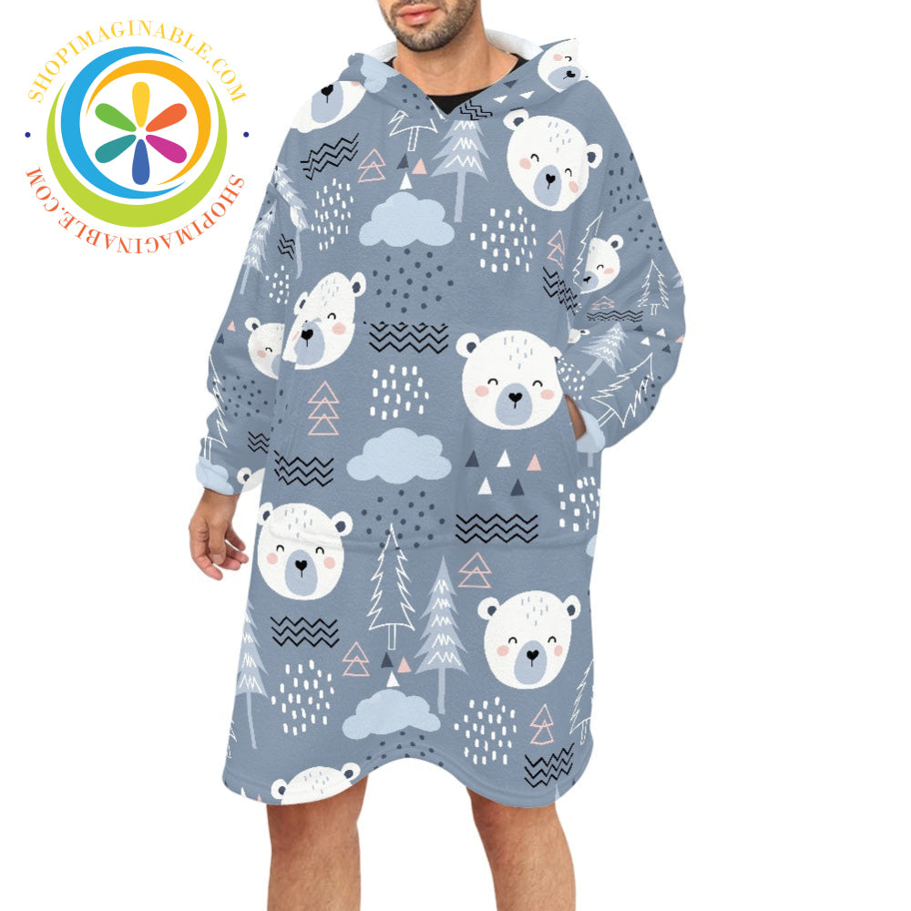Cute Polar Bears - Blanket Hoodie white / ONESIZE