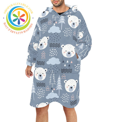 Cute Polar Bears - Blanket Hoodie white / ONESIZE