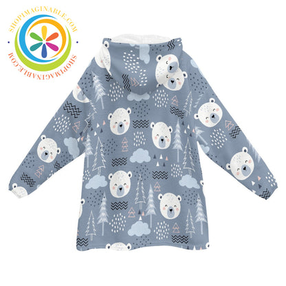 Cute Polar Bears - Blanket Hoodie white / ONESIZE