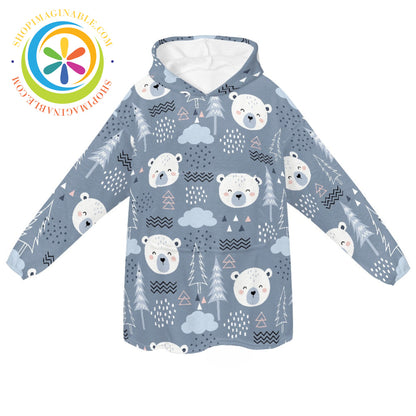 Cute Polar Bears - Blanket Hoodie white / ONESIZE