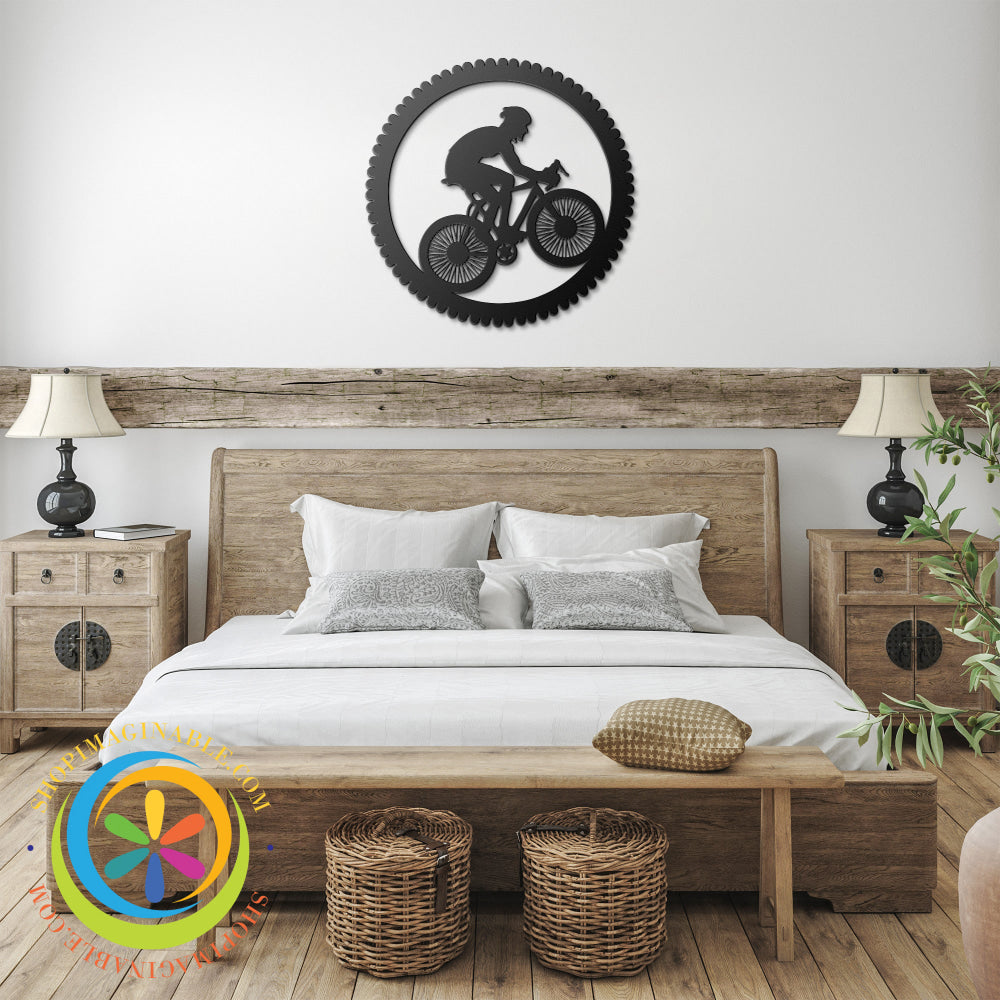 Cyclist Lover Metal Wall Decor Black / 12 Inch Art