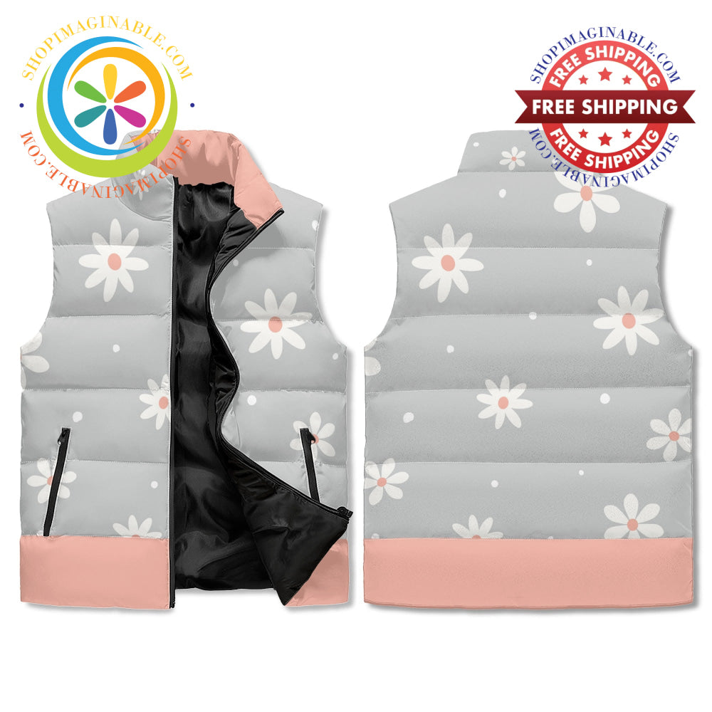 Daisy Floral Puffer Vest M