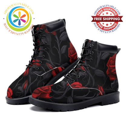 Dark Rose - Leather Martin Boots white / 36