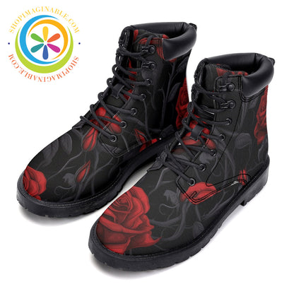 Dark Rose - Leather Martin Boots