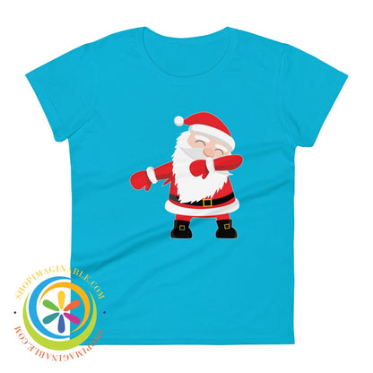 Delightful Dabbing Santa Ladies Holiday T-Shirt Caribbean Blue / S T-Shirt