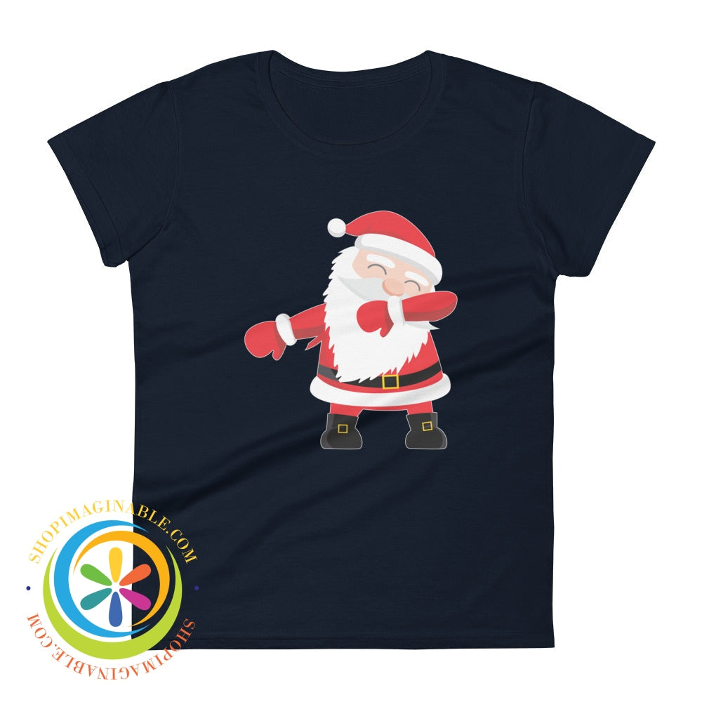 Delightful Dabbing Santa Ladies Holiday T-Shirt Navy / S T-Shirt