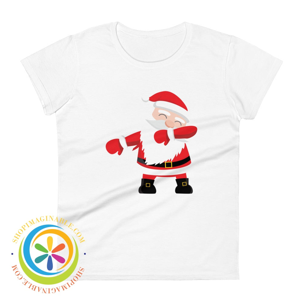 Delightful Dabbing Santa Ladies Holiday T-Shirt White / S T-Shirt