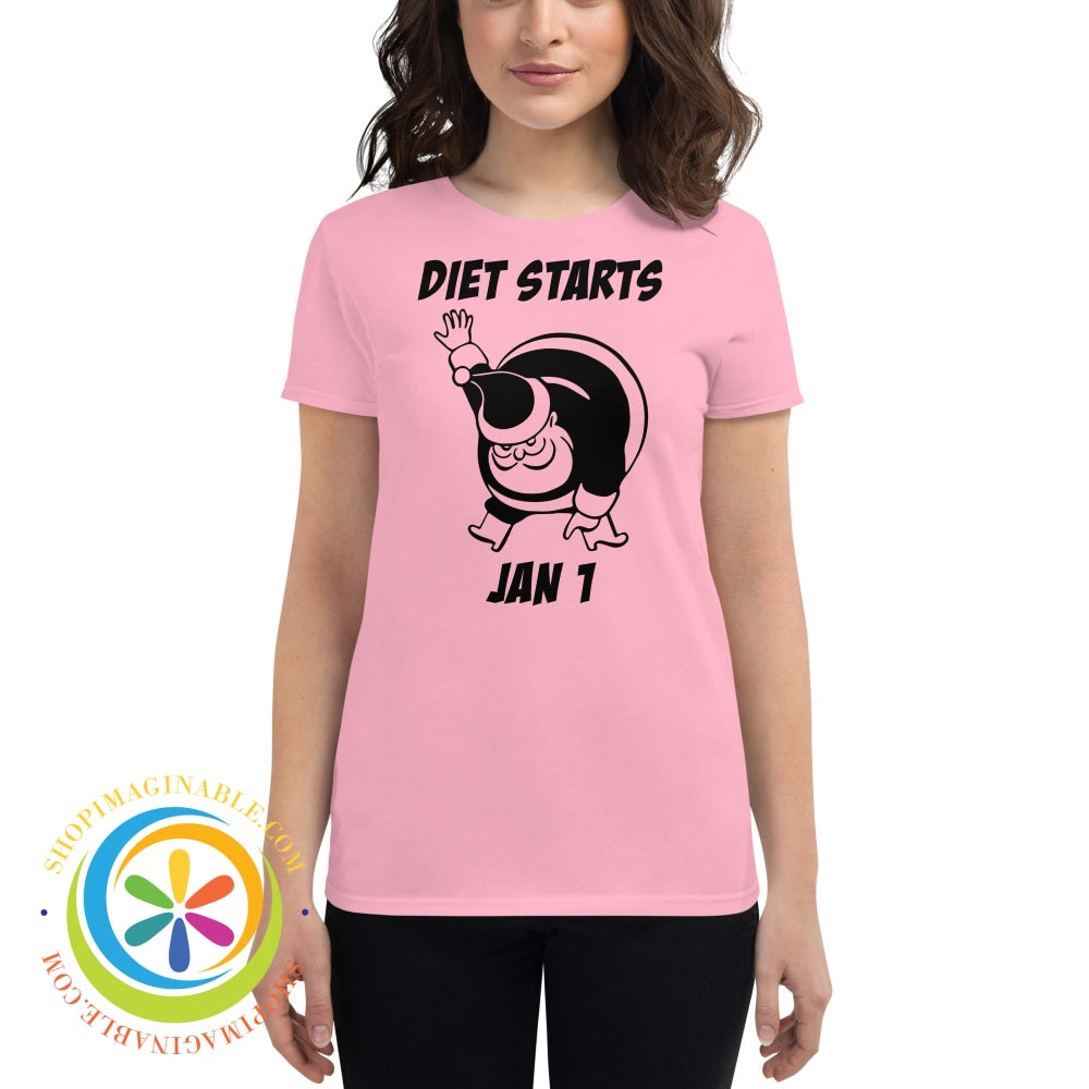 Diet Starts Jan 1 Holiday Ladies T-Shirt Charity Pink / S T-Shirt