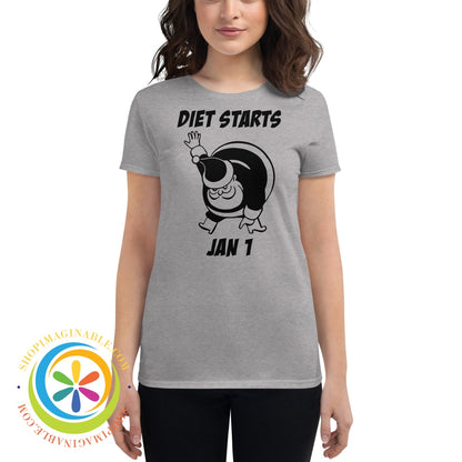 Diet Starts Jan 1 Holiday Ladies T-Shirt Heather Grey / S T-Shirt