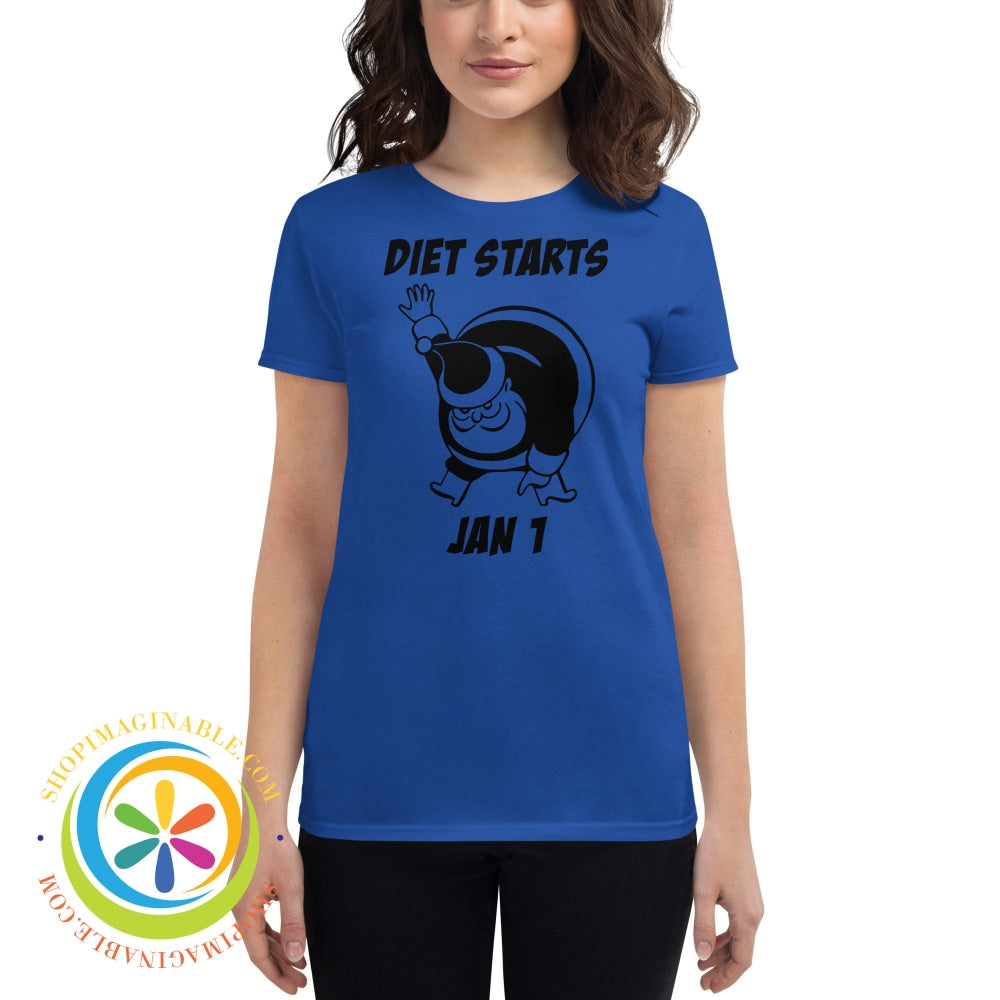 Diet Starts Jan 1 Holiday Ladies T-Shirt Royal Blue / S T-Shirt