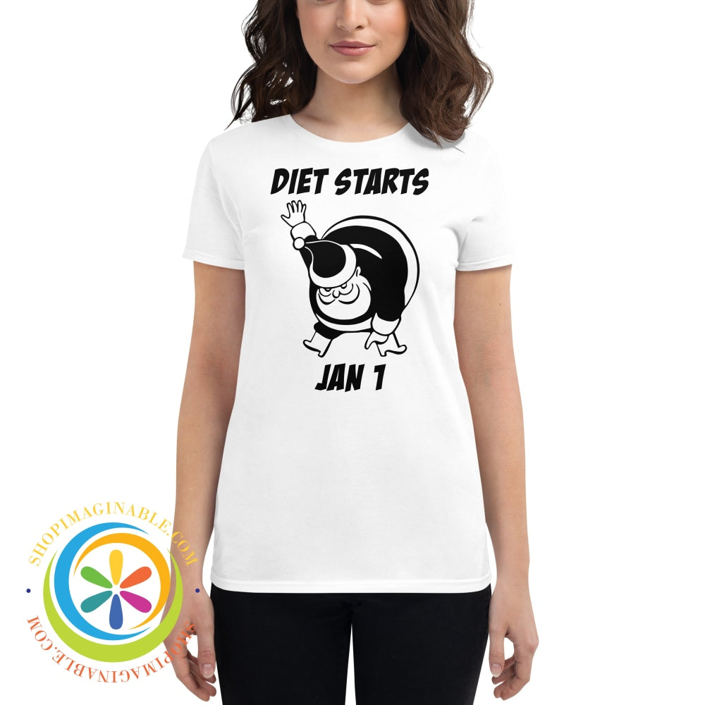 Diet Starts Jan 1 Holiday Ladies T-Shirt White / S T-Shirt