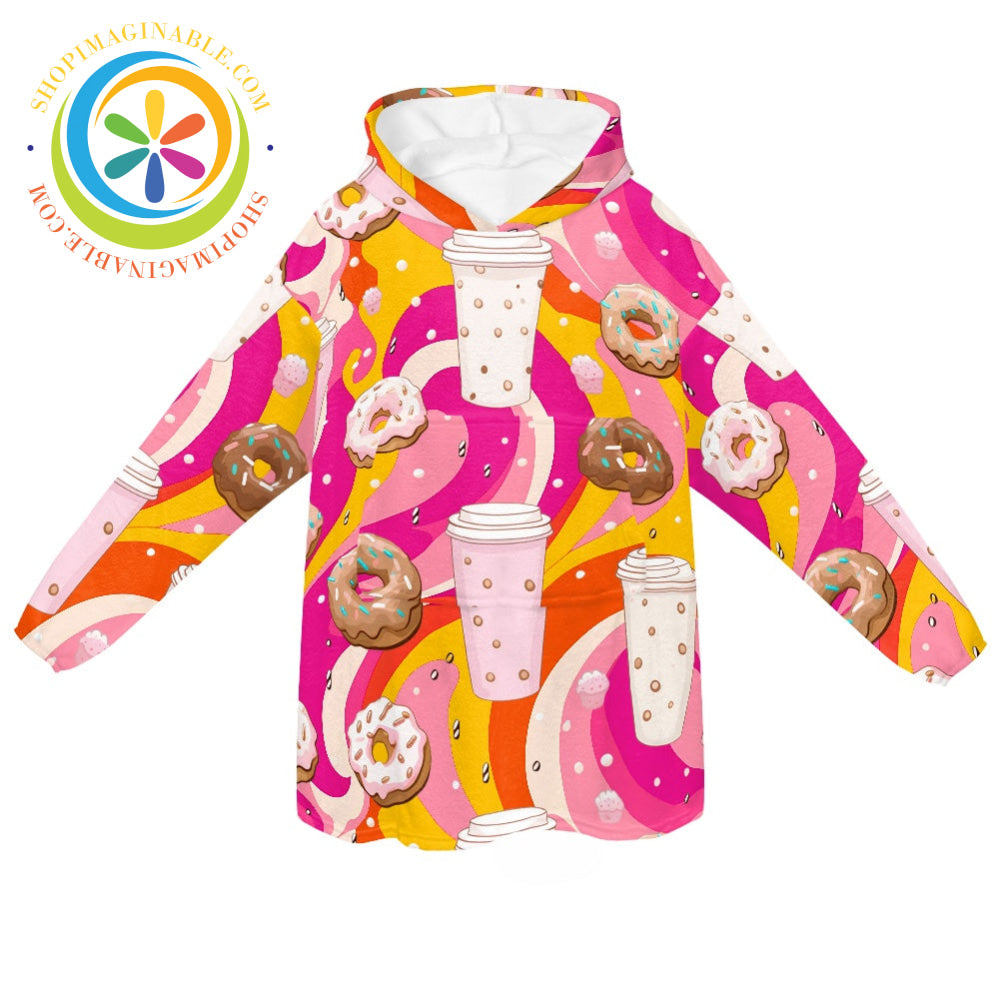 Donuts Donuts Donuts - Blanket Hoodie white / ONESIZE