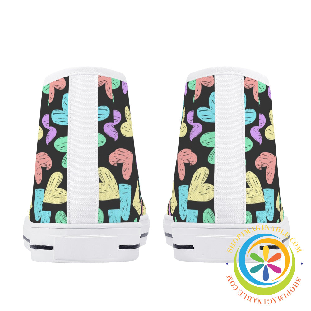 Doodle Hearts Ladies High Top Canvas Shoes