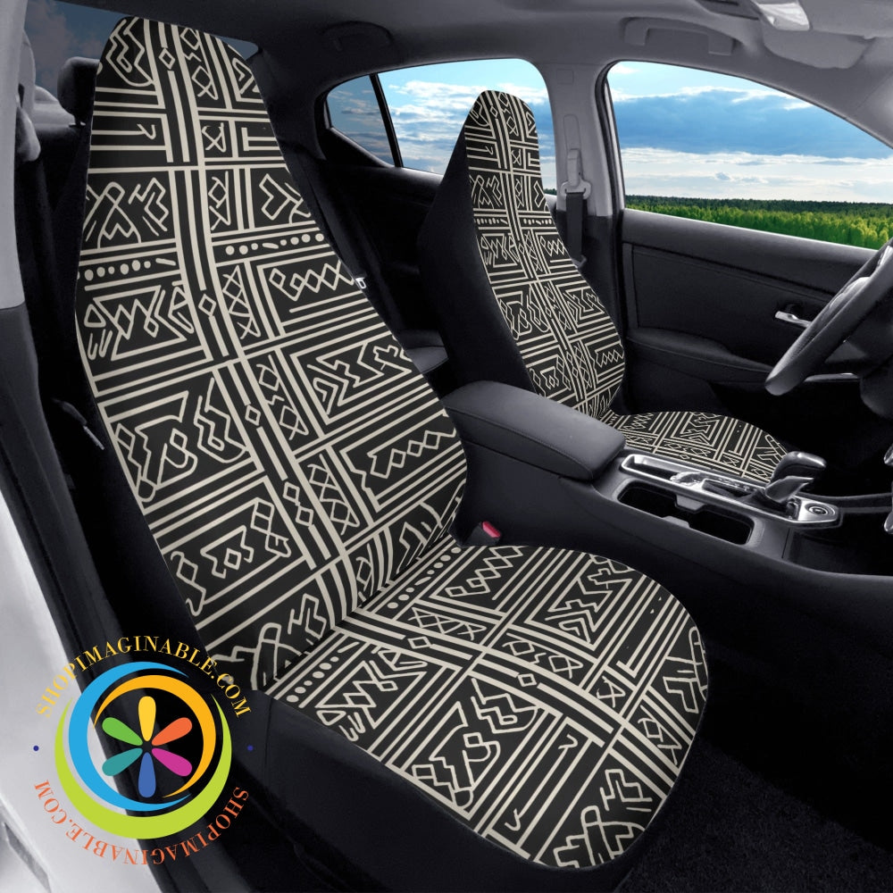 Elegant Black Mud Cloth Car Seat Covers