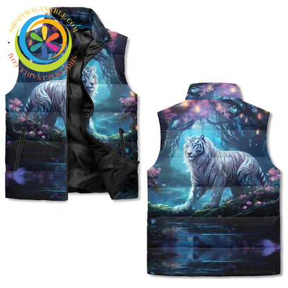 Enchanted White Tiger Puffer Vest