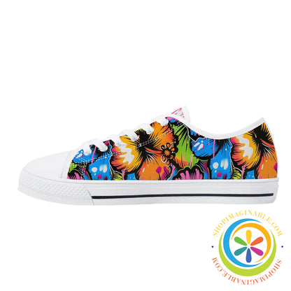 Everythings Hibiscus Bright Ladies Low Top Canvas Shoes