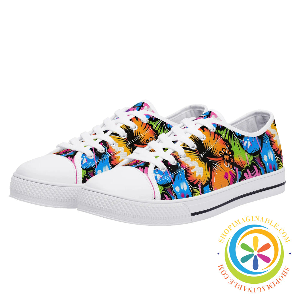 Everythings Hibiscus Bright Ladies Low Top Canvas Shoes Us12 (Eu44)
