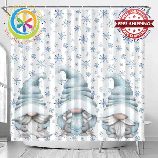 Festive Gnomes Holiday Shower Curtain