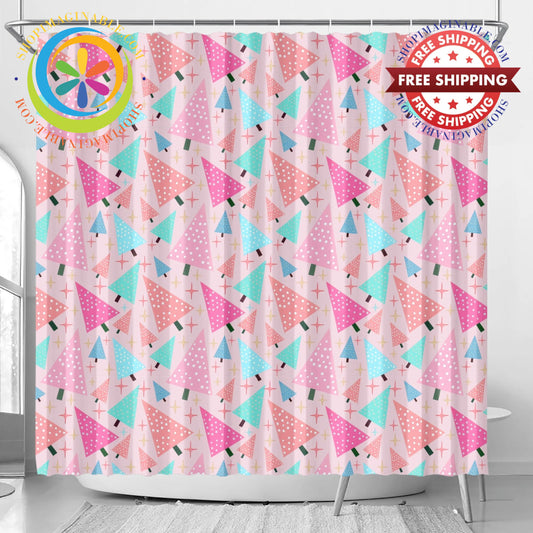 Festive Trees Holiday Shower Curtain