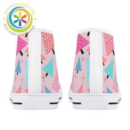 Festive Trees Ladies High Top Canvas Shoes