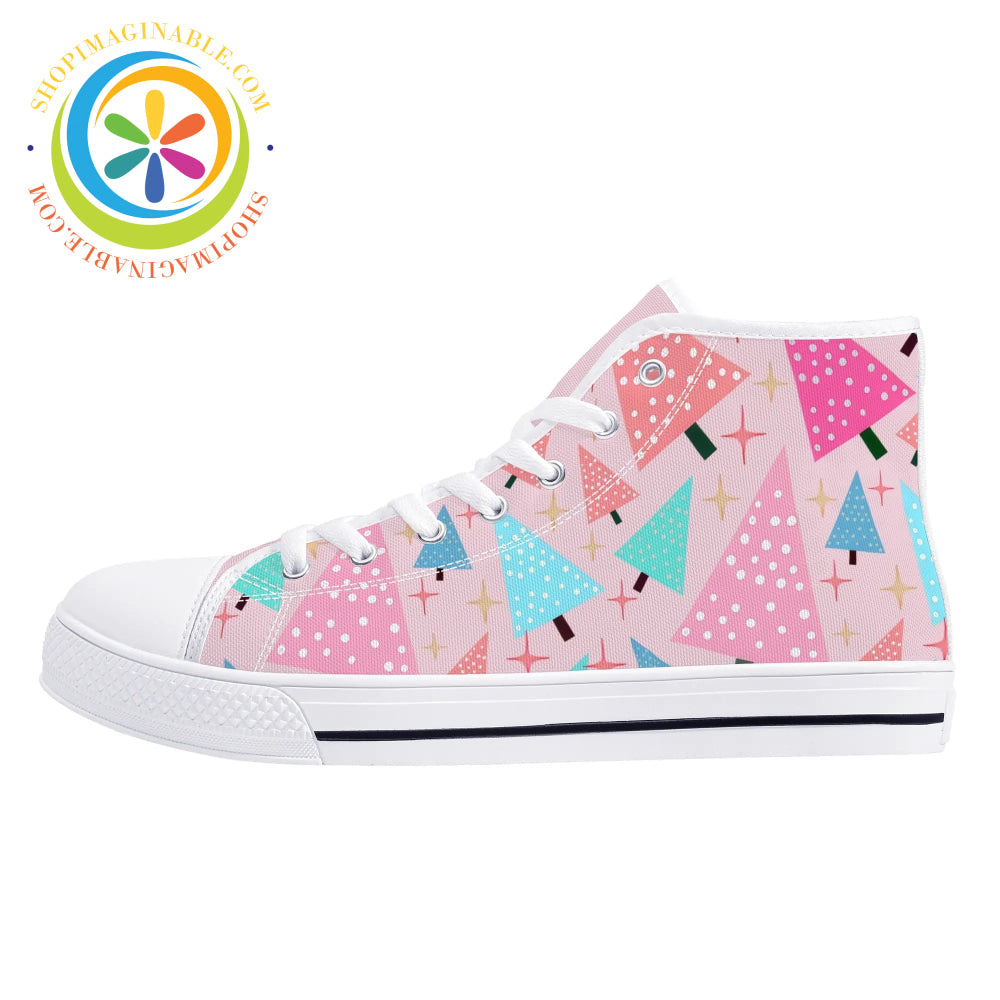 Festive Trees Ladies High Top Canvas Shoes