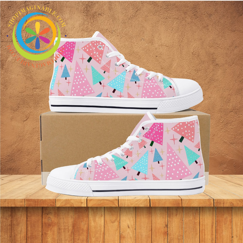 Festive Trees Ladies High Top Canvas Shoes