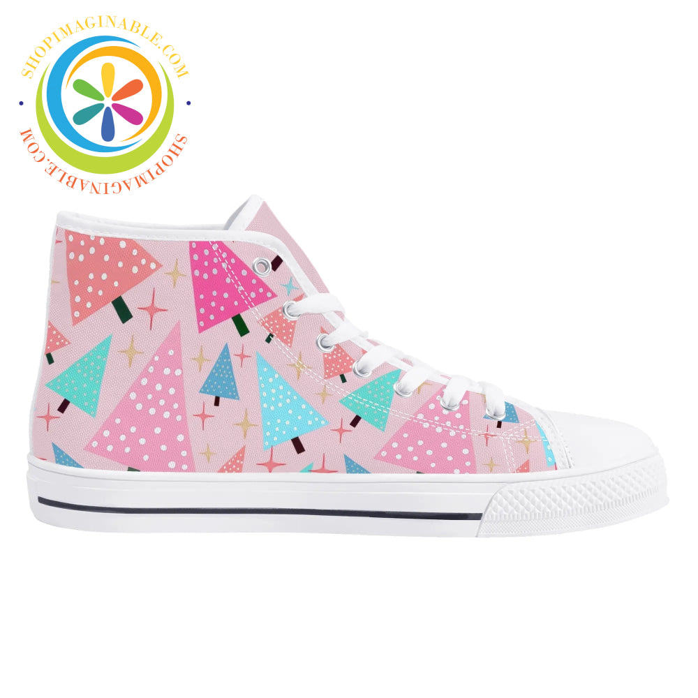 Festive Trees Ladies High Top Canvas Shoes