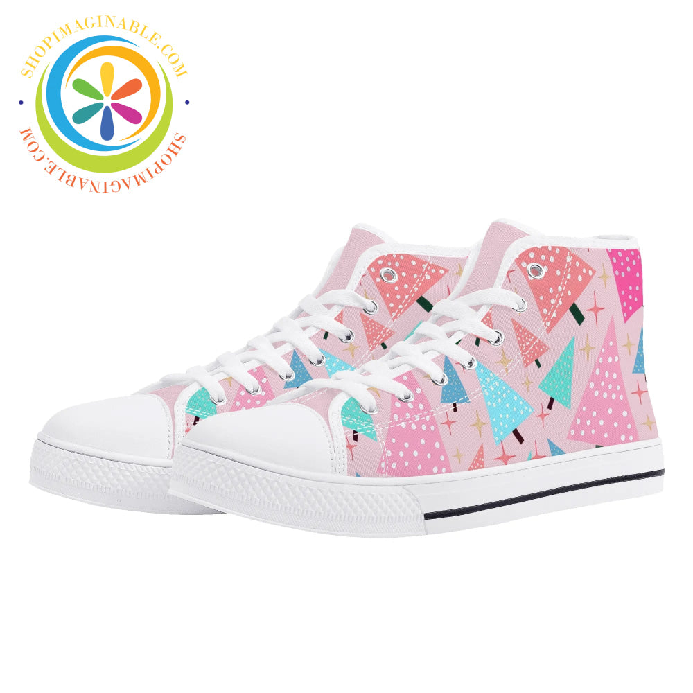 Festive Trees Ladies High Top Canvas Shoes