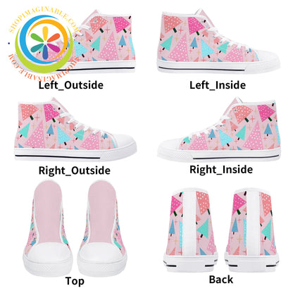 Festive Trees Ladies High Top Canvas Shoes