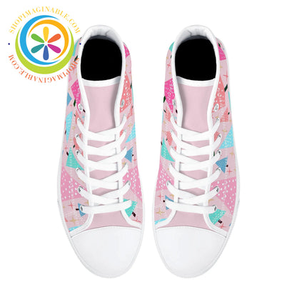 Festive Trees Ladies High Top Canvas Shoes