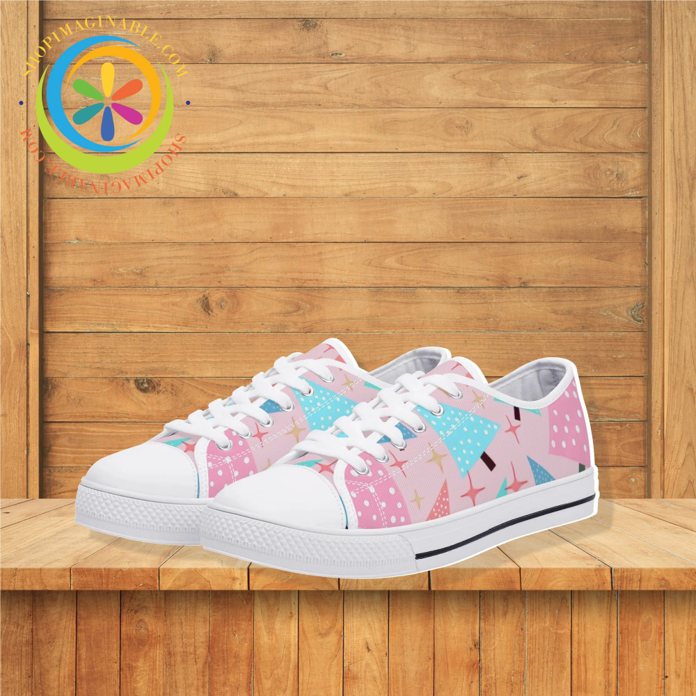 Festive Trees Ladies Low Top Canvas Shoes