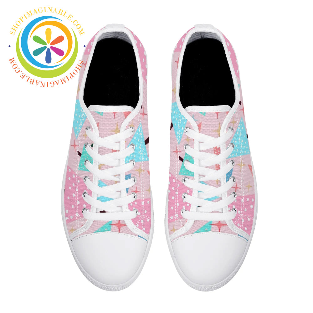 Festive Trees Ladies Low Top Canvas Shoes