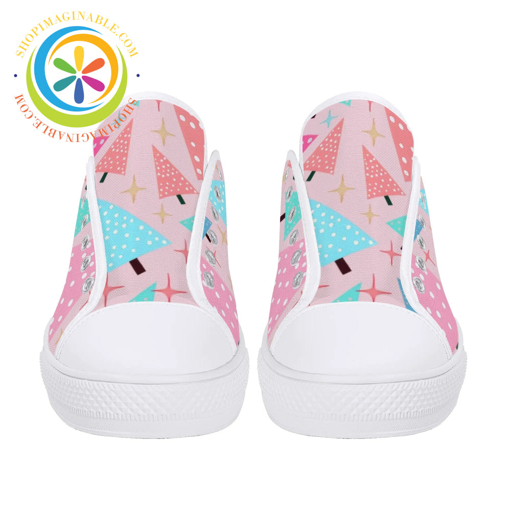 Festive Trees Ladies Low Top Canvas Shoes