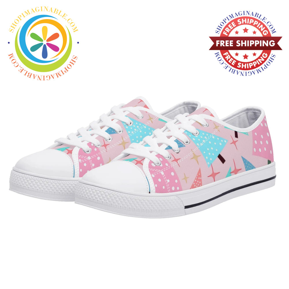 Festive Trees Ladies Low Top Canvas Shoes Us12 (Eu44)