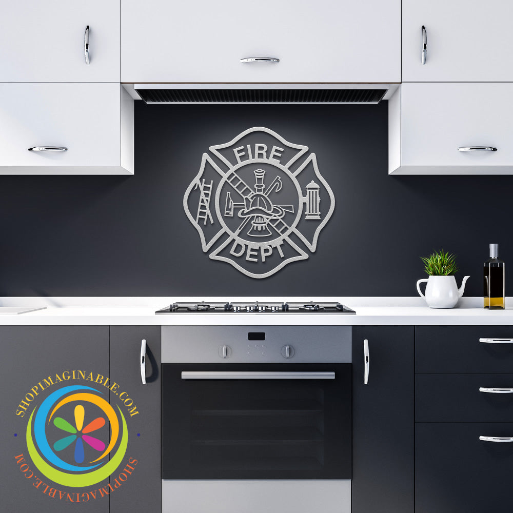 Firemen Maltese Cross - Metal Art Silver / 12 Inch Wall