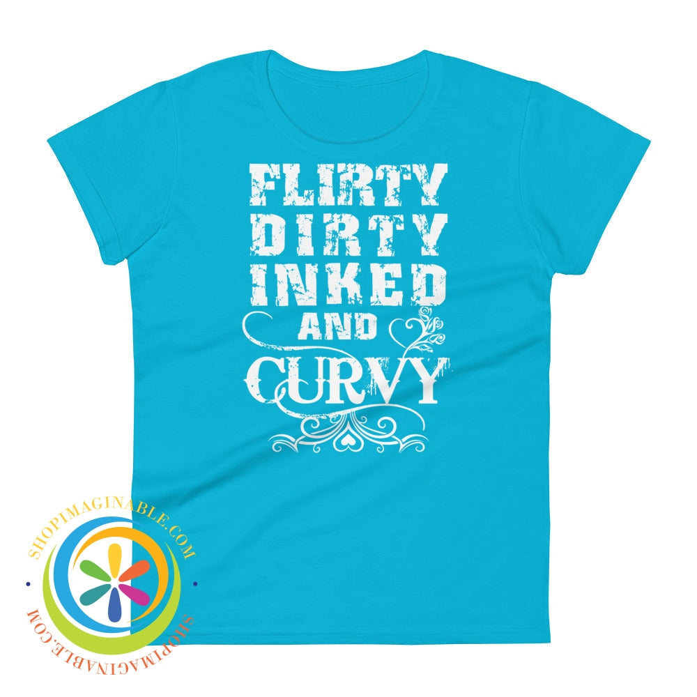 Flirty Dirty Inked & Curvy Ladies T-Shirt Caribbean Blue / S T-Shirt