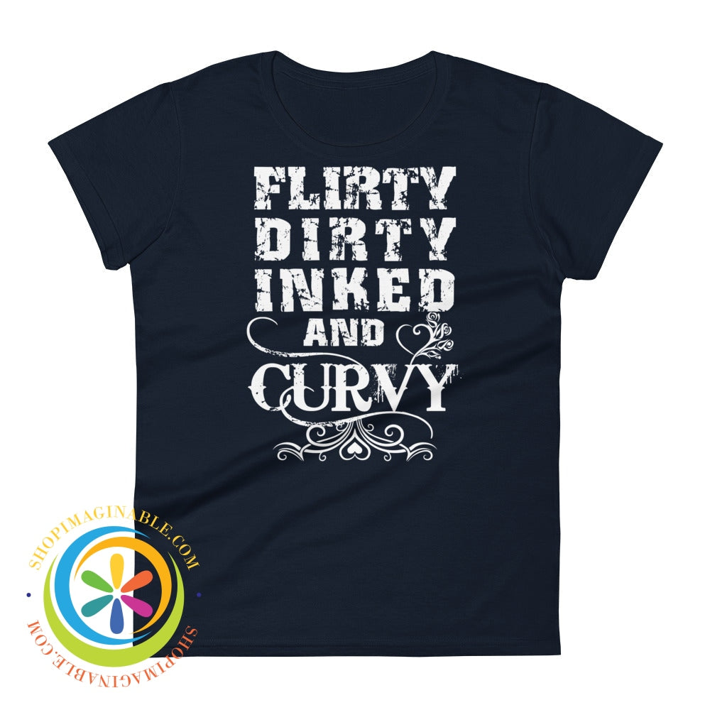 Flirty Dirty Inked & Curvy Ladies T-Shirt Navy / S T-Shirt