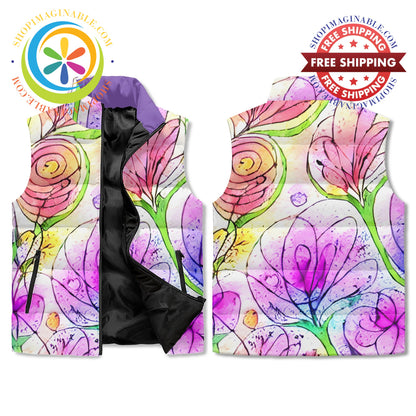 Floral Impressions Puffer Vest M