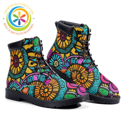 Floral Mandala - Leather Martin Boots